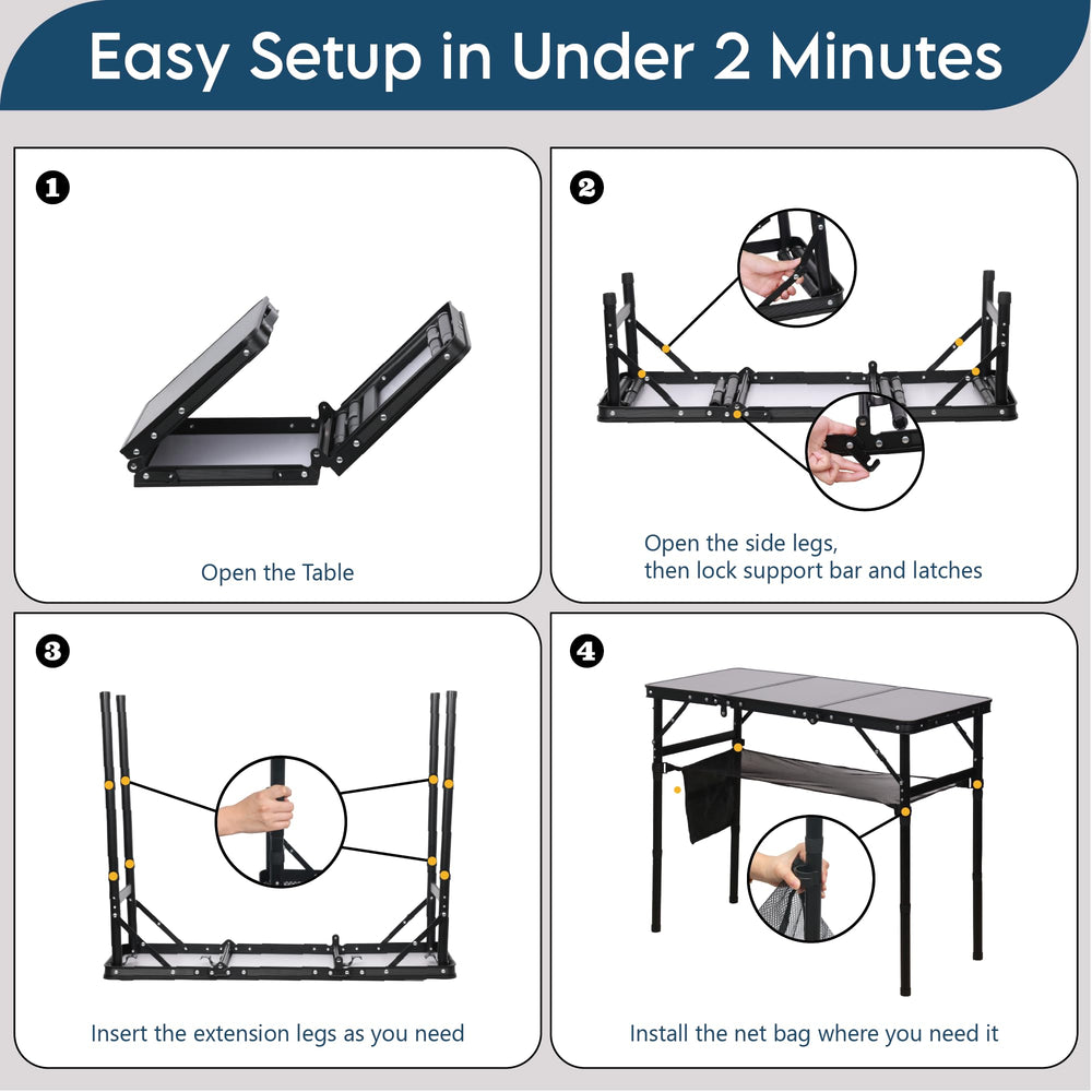 LOFTEY all-in-one storage keeps table, legs, and accessories together.