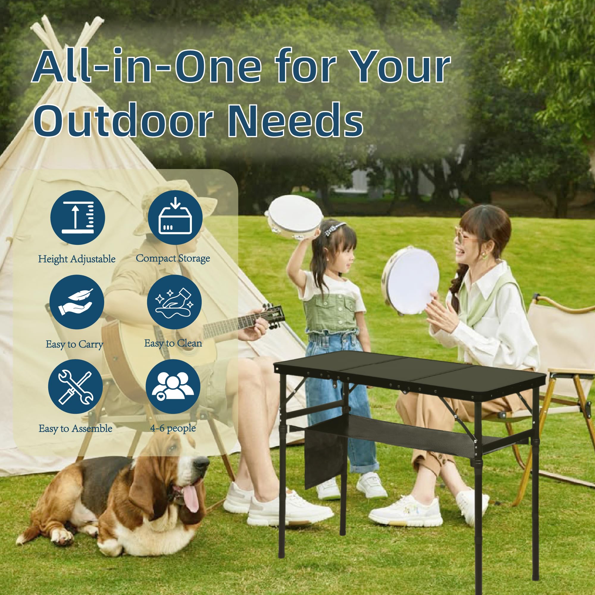 LOFTEY folding table in carry bag for easy transport and storage.