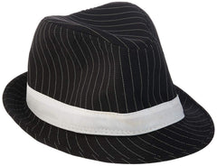 Loftus International 1920s gangster pinstripe fedora front view, ideal for costume parties