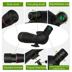 Logisaf BAK4 spotting scope prism closeup highlights bright, high-contrast optics.