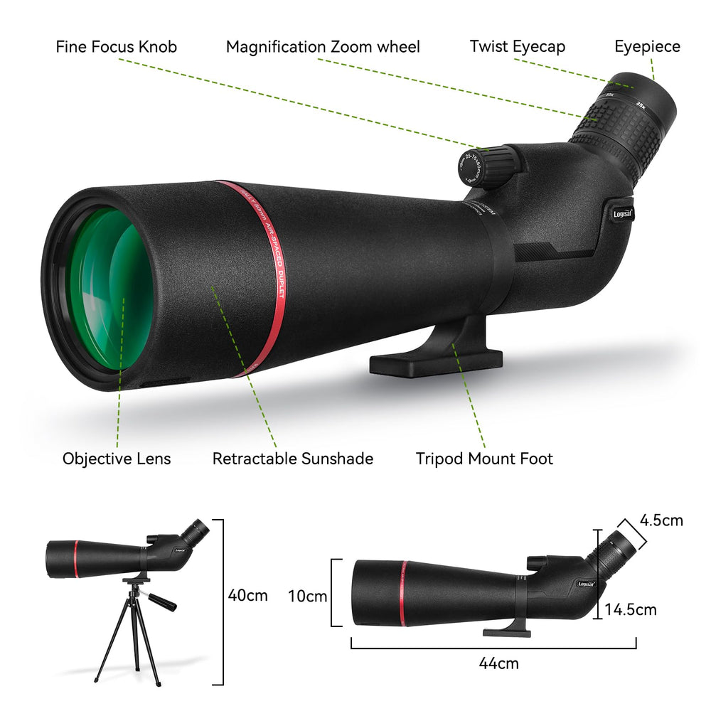 Logisaf BAK4 spotting scope waterproof seal for all-weather viewing.