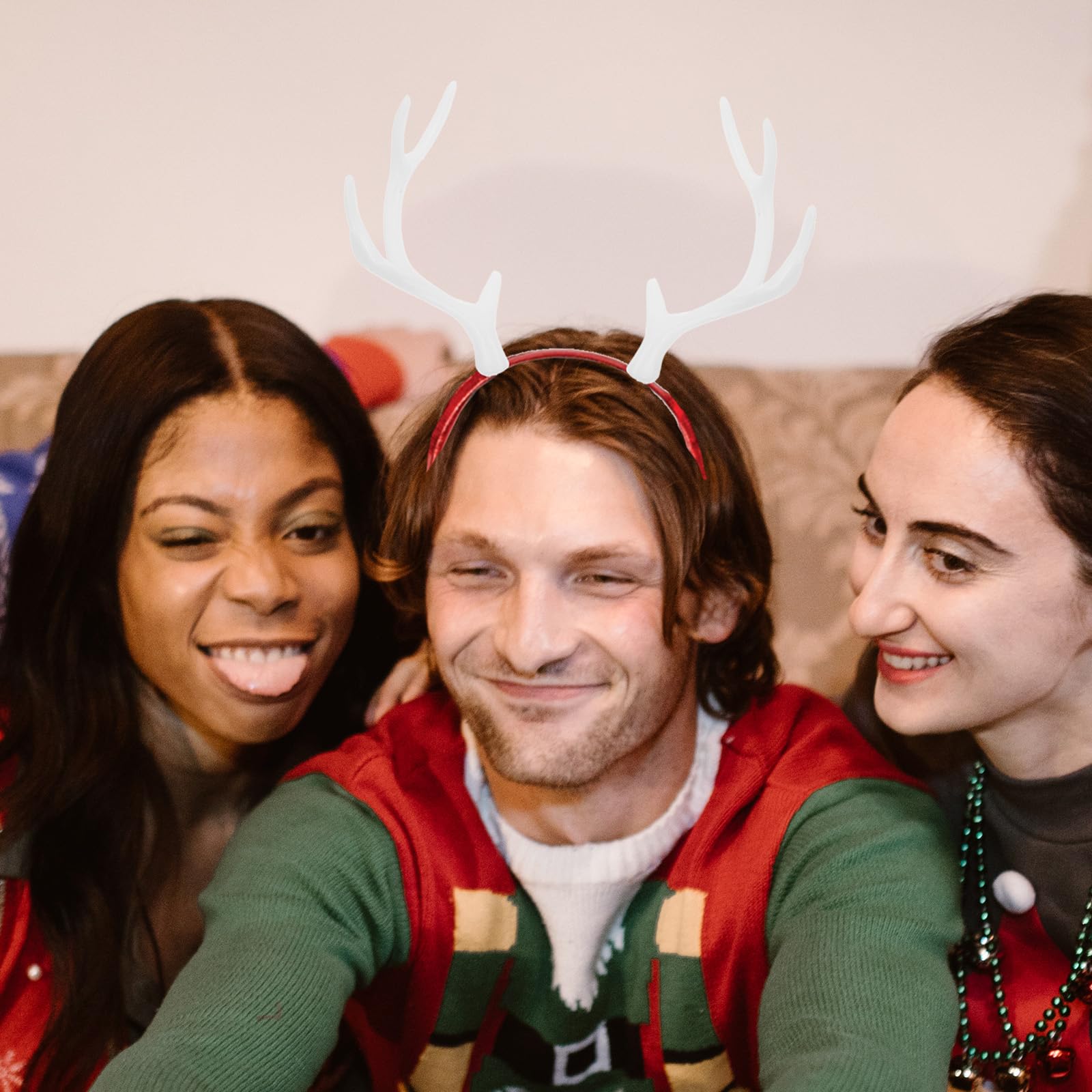 LOGOFUN deer antlers white cosplay accessory for creative outfits.