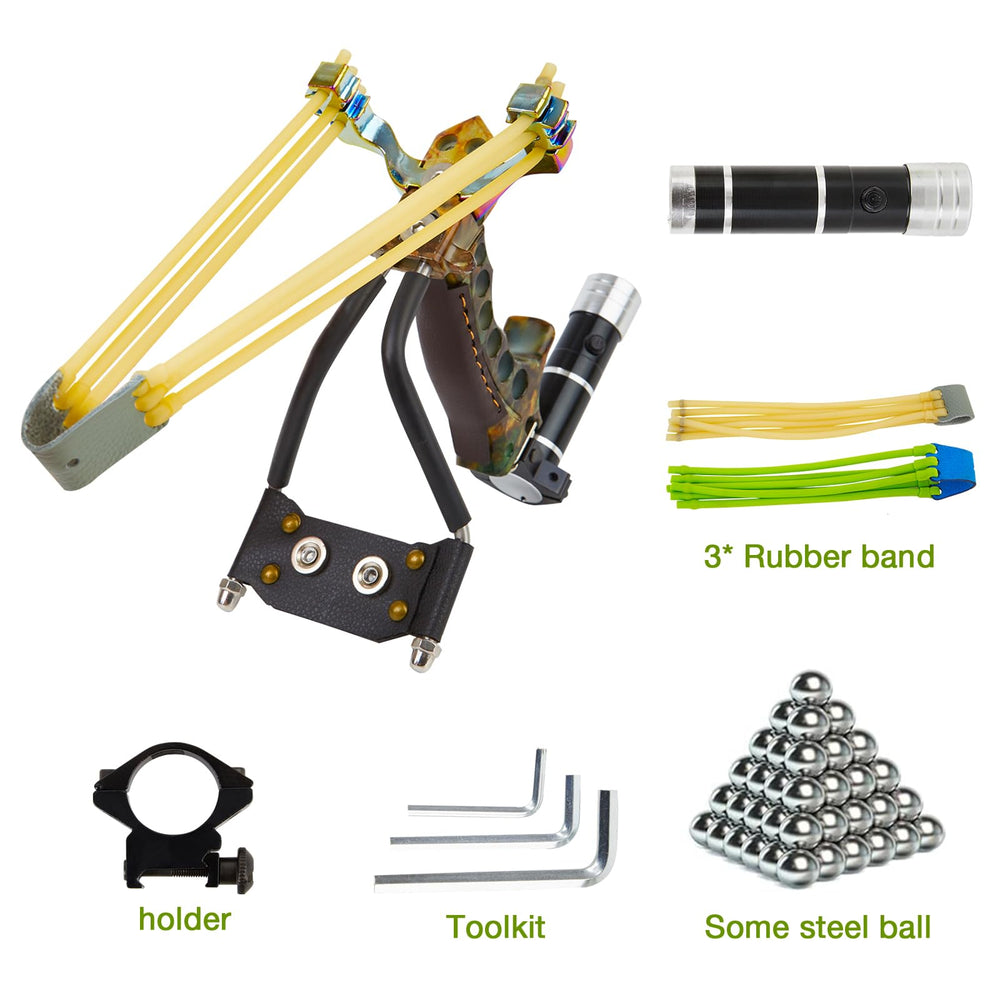 LOLBUY slingshot with three high velocity bands ready for powerful launches.