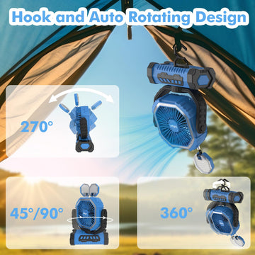 Lollyes 90° oscillation and 270° swivel head increase cooling coverage and comfort.