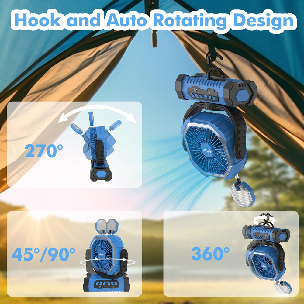 Lollyes 90° oscillation and 270° swivel head increase cooling coverage and comfort.