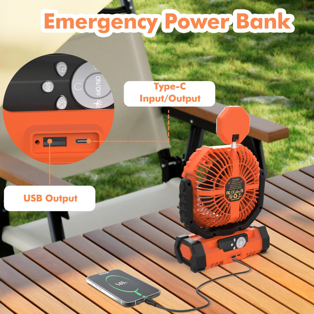 Lollyes portable fan orange quiet operation suits restful nights.
