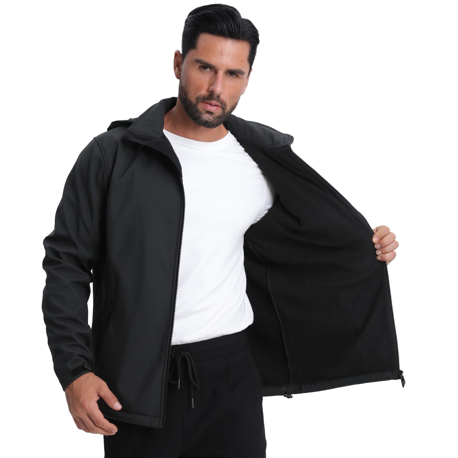 Lololeneon men's softshell jacket chin guard ensures a comfortable, wind-blocking seal.