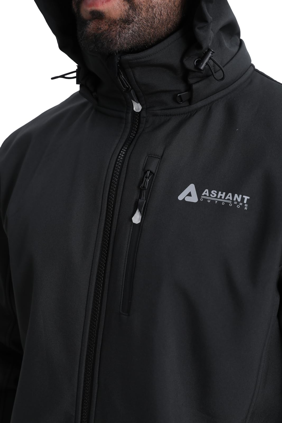 Lololeneon men's softshell jacket cuff adjustment shows adjustable velcro cuffs for a customizable fit.