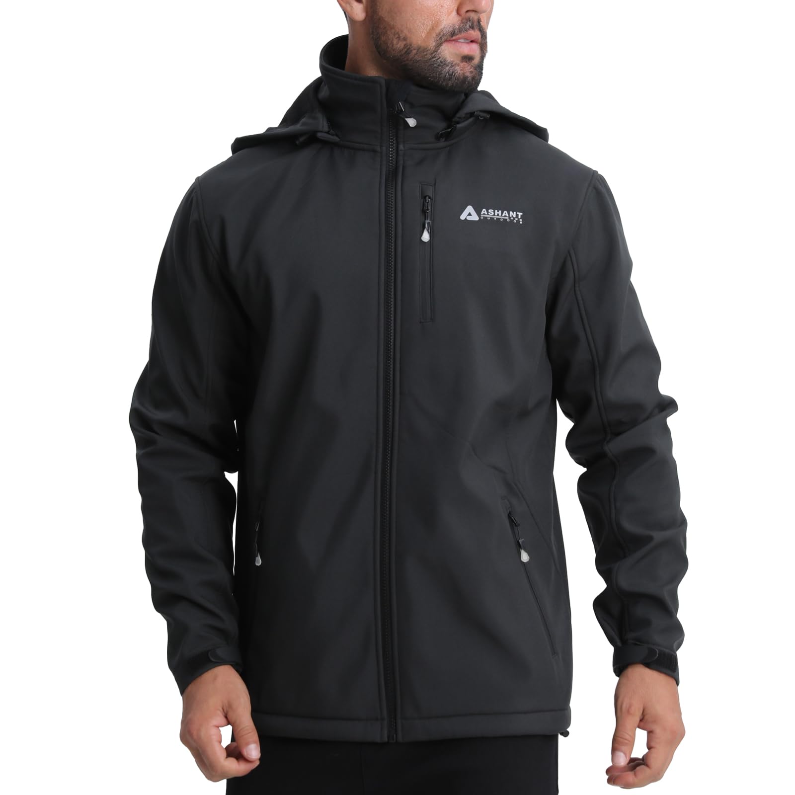 Lololeneon men's softshell jacket front view highlighting breathable, weather-ready design for daily outdoor activities.