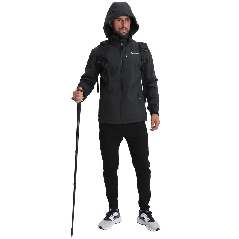 Lololeneon men's softshell jacket in use during winter illustrates versatile layering for outdoor activities.