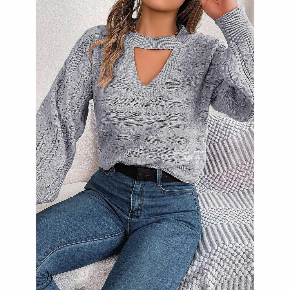Lolvmvchi off-shoulder grey sweater back view shows flattering drape.