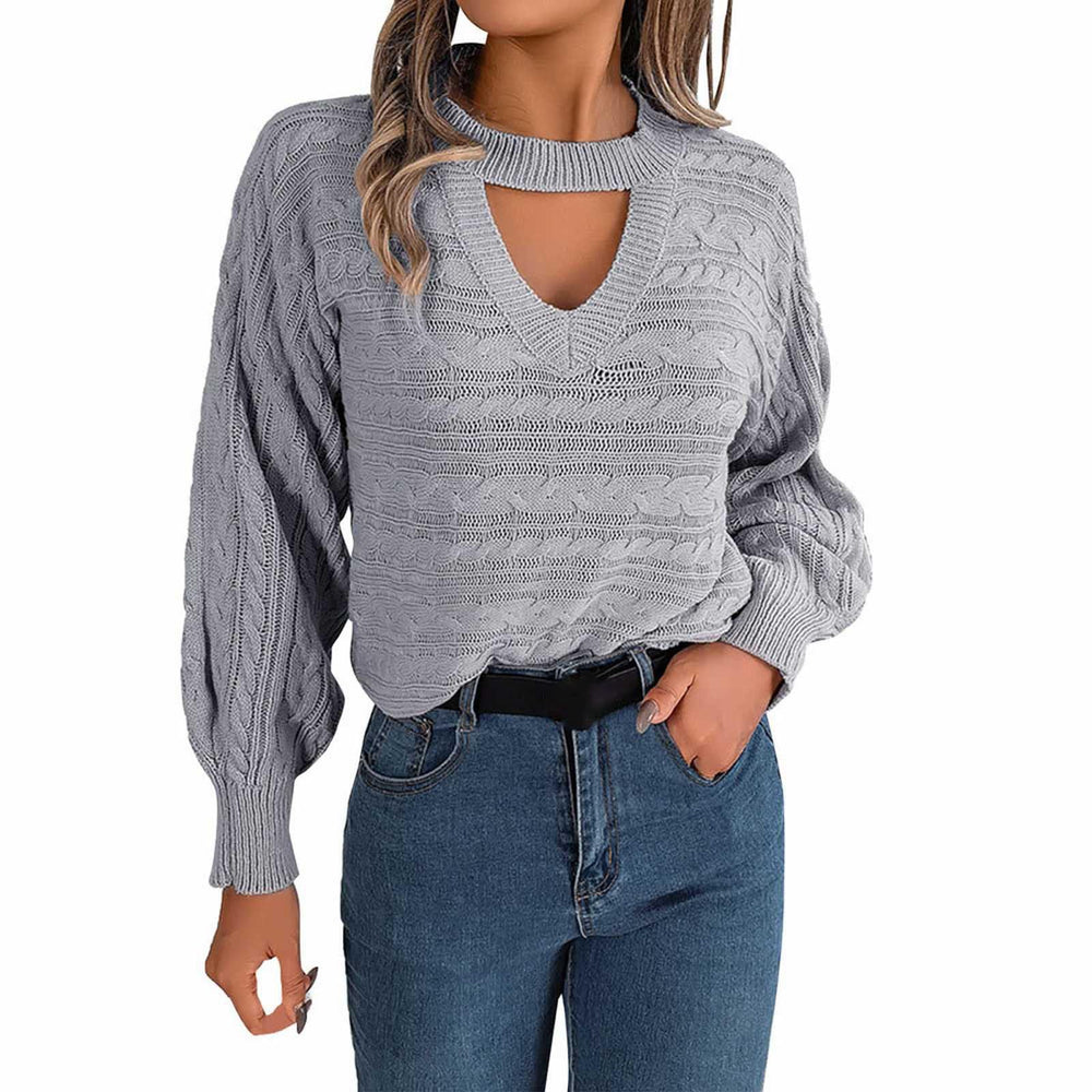 Lolvmvchi off-shoulder grey sweater front view for chic fall styling.