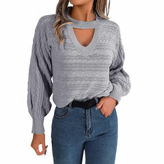 Lolvmvchi off-shoulder grey sweater front view for chic fall styling.