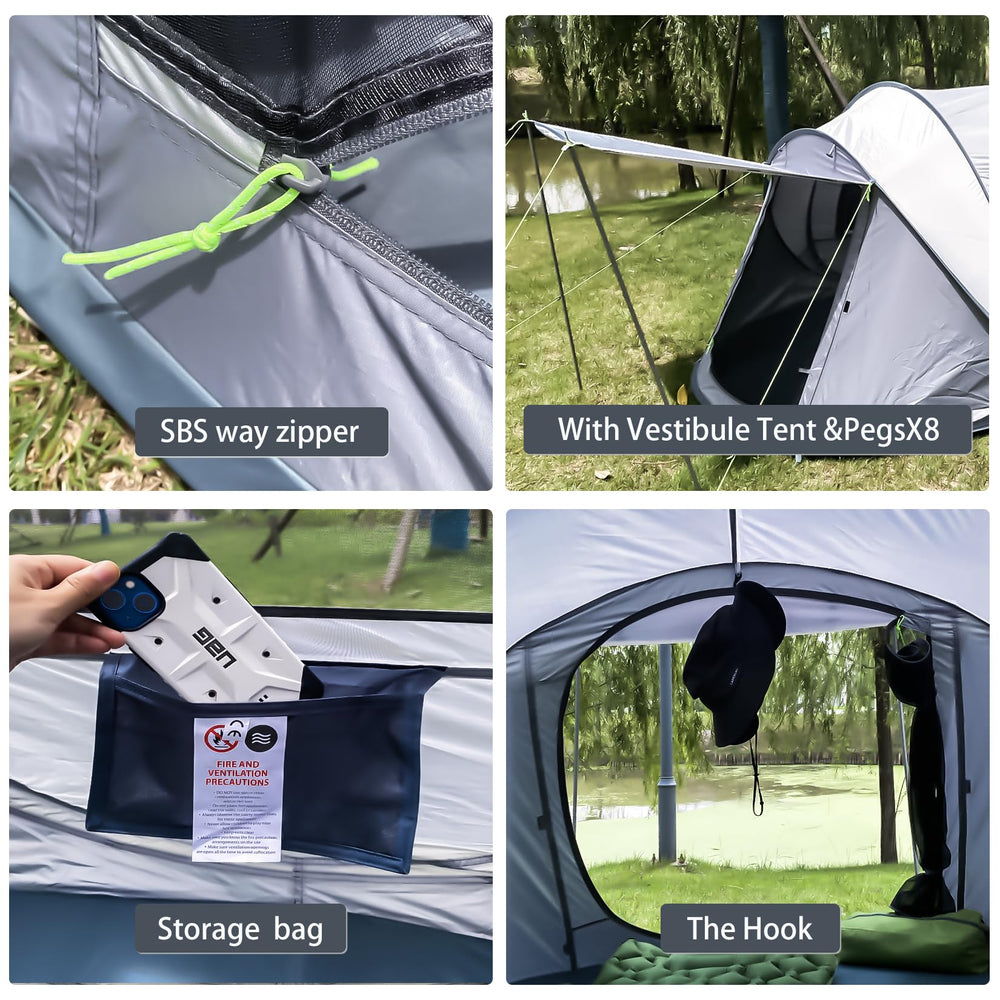 Londtren pop-up tent in backyard ready use with storage pockets and lantern hook