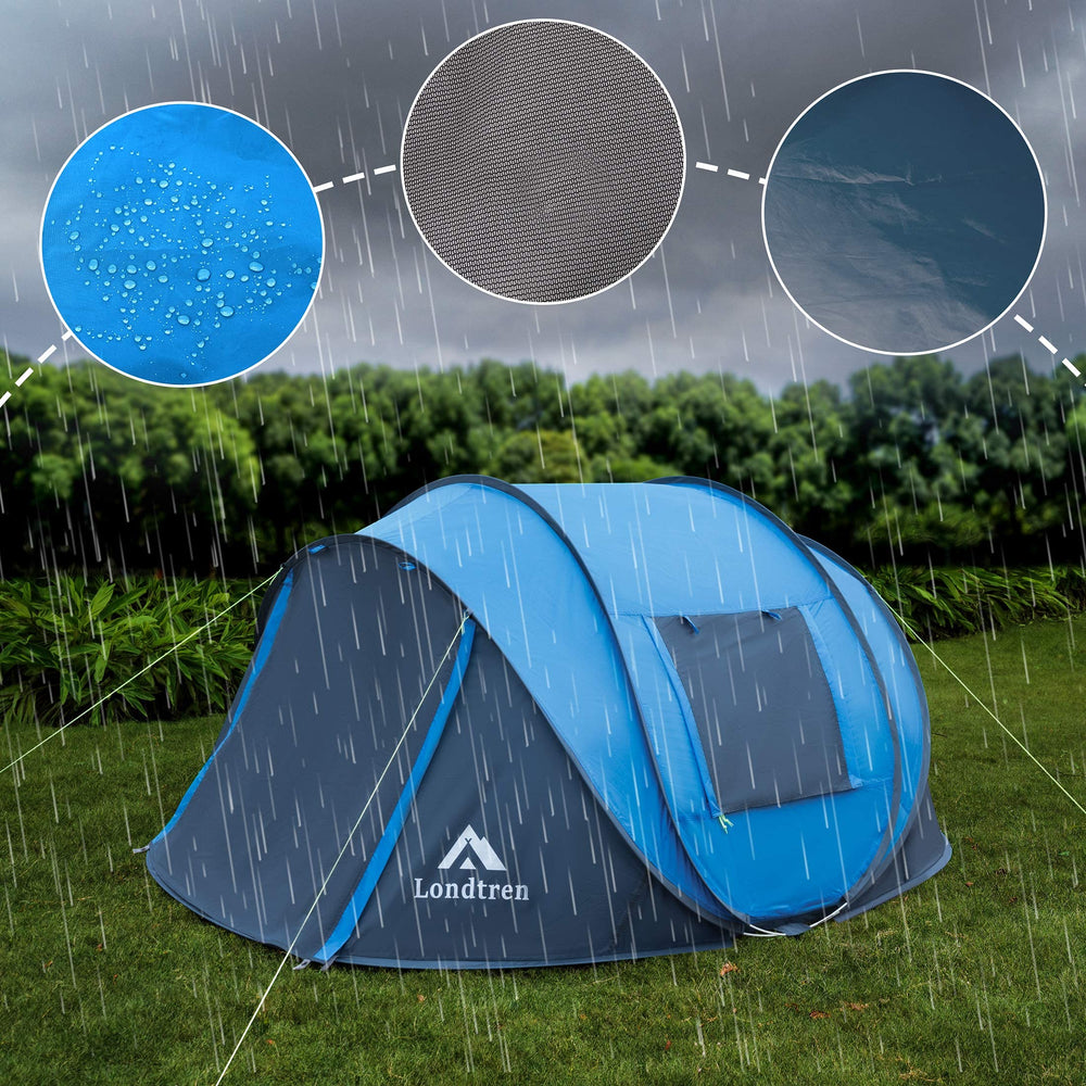 Londtren pop-up tent includes tent pegs and wind ropes for secure setup.