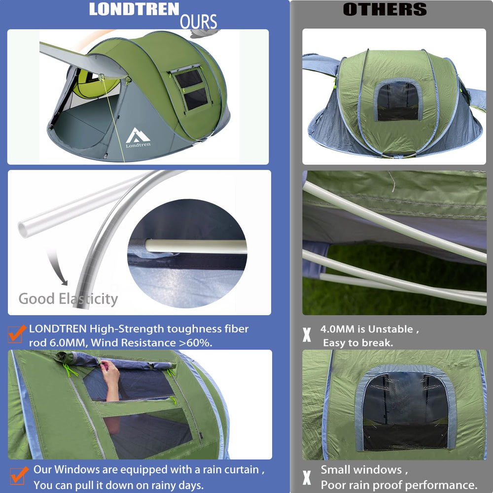 Londtren pop up tent mesh doors provide breeze and airflow for comfortable nights