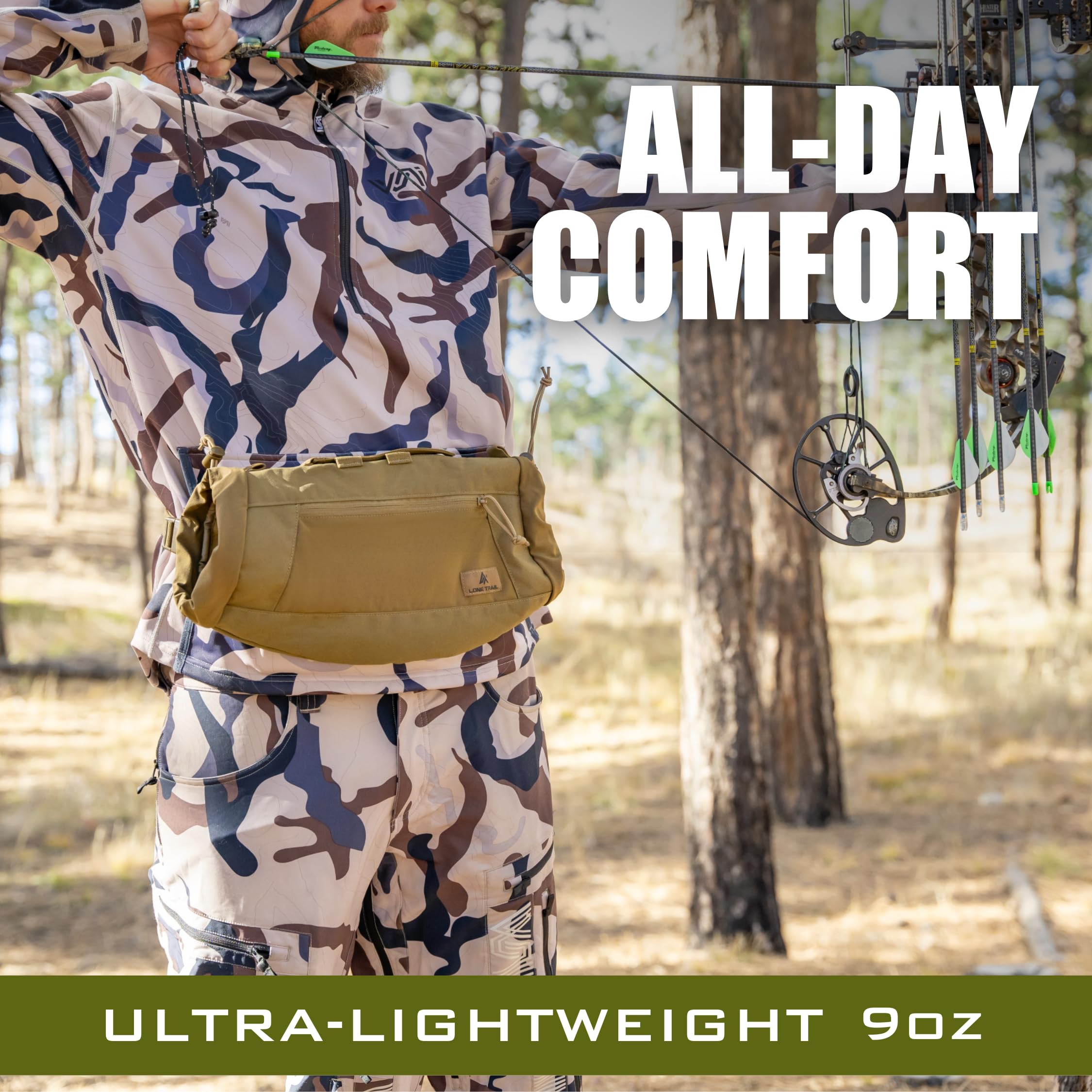 Lone Trail 9oz lightweight design left-side angle view.