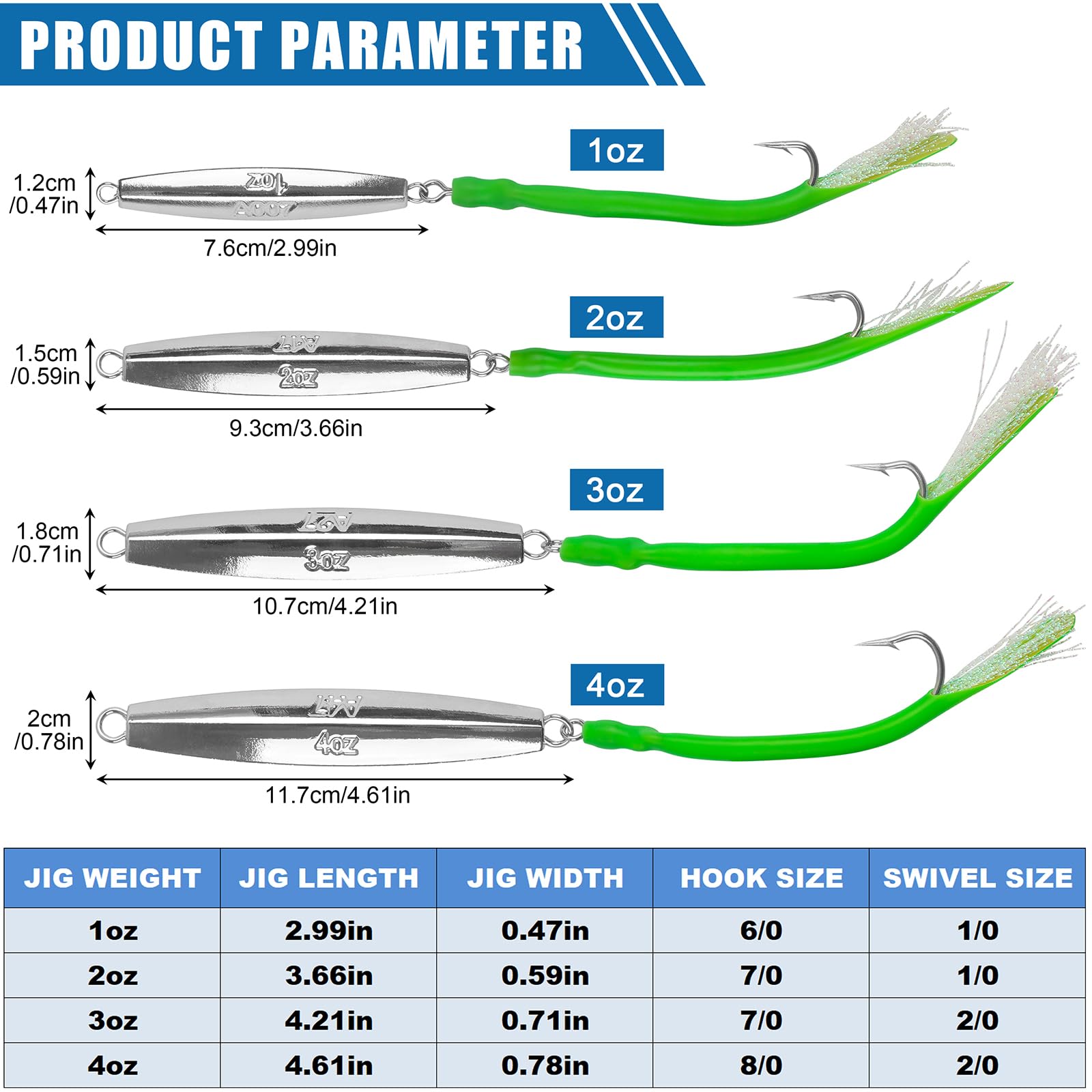 Diamond jig performing a long cast and rapid descent