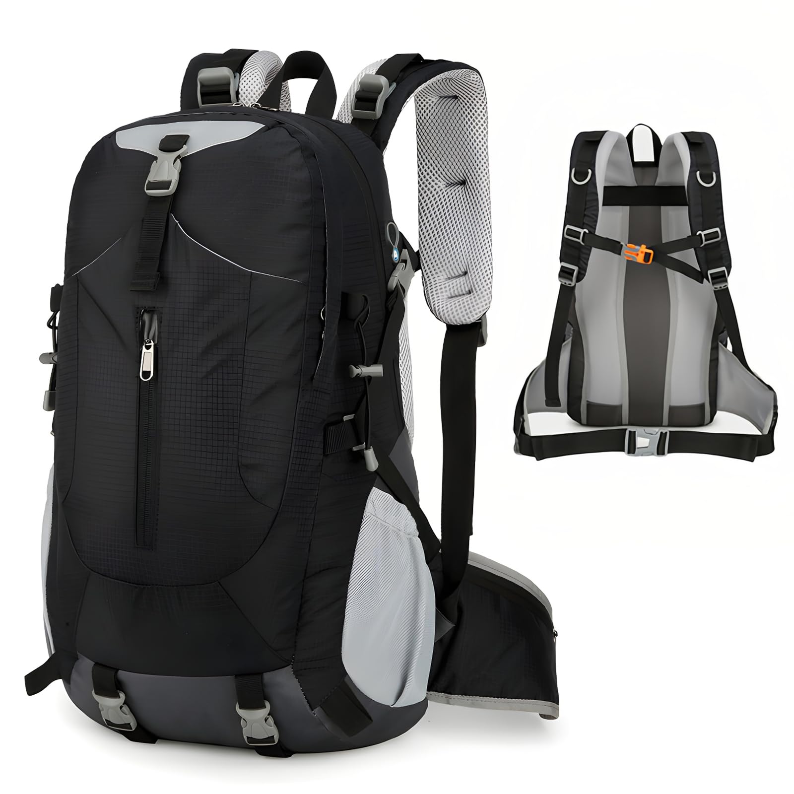 Long Keeper 40L hiking backpack front view with spacious main compartment for gear