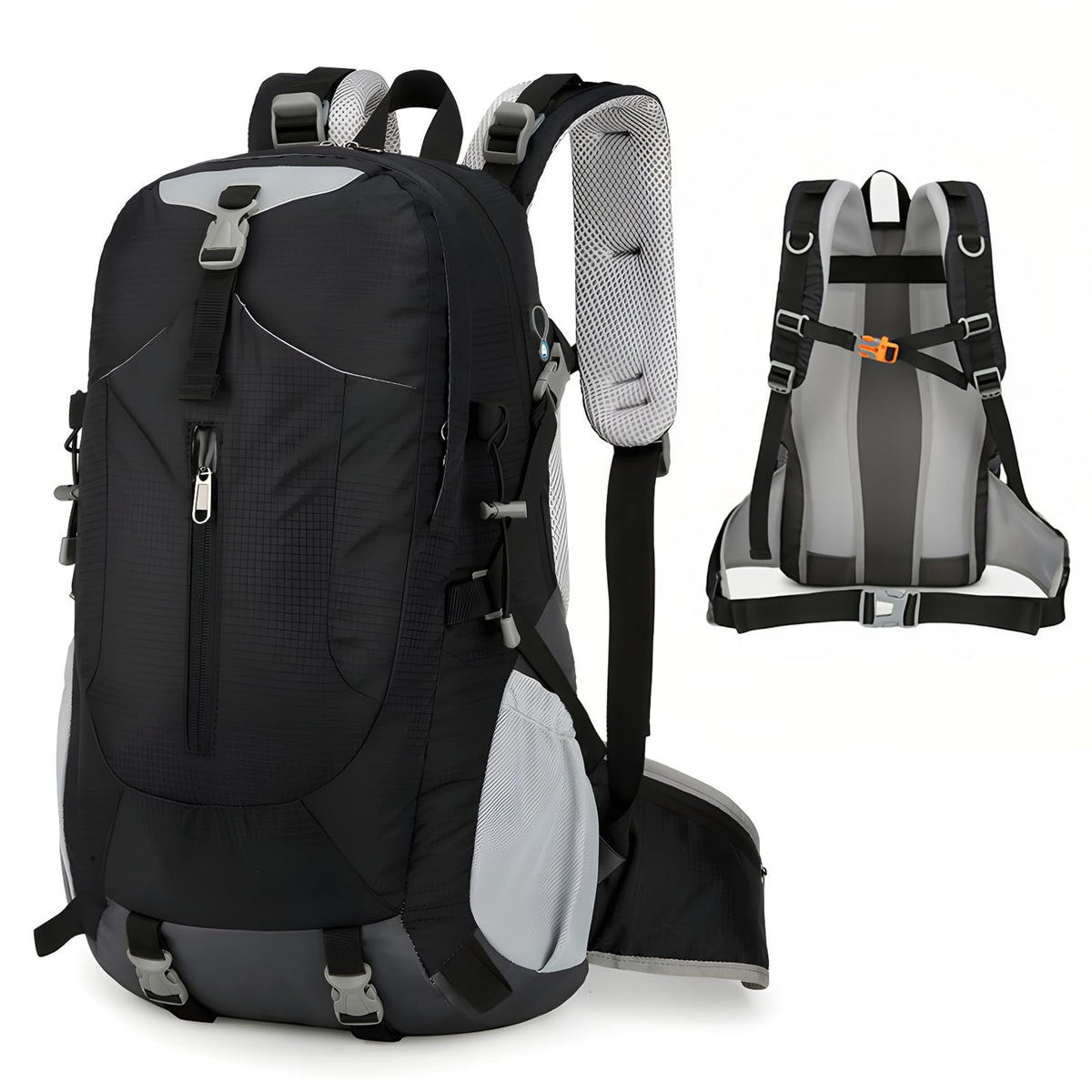 Long Keeper 40L hiking backpack front view with spacious main compartment for gear