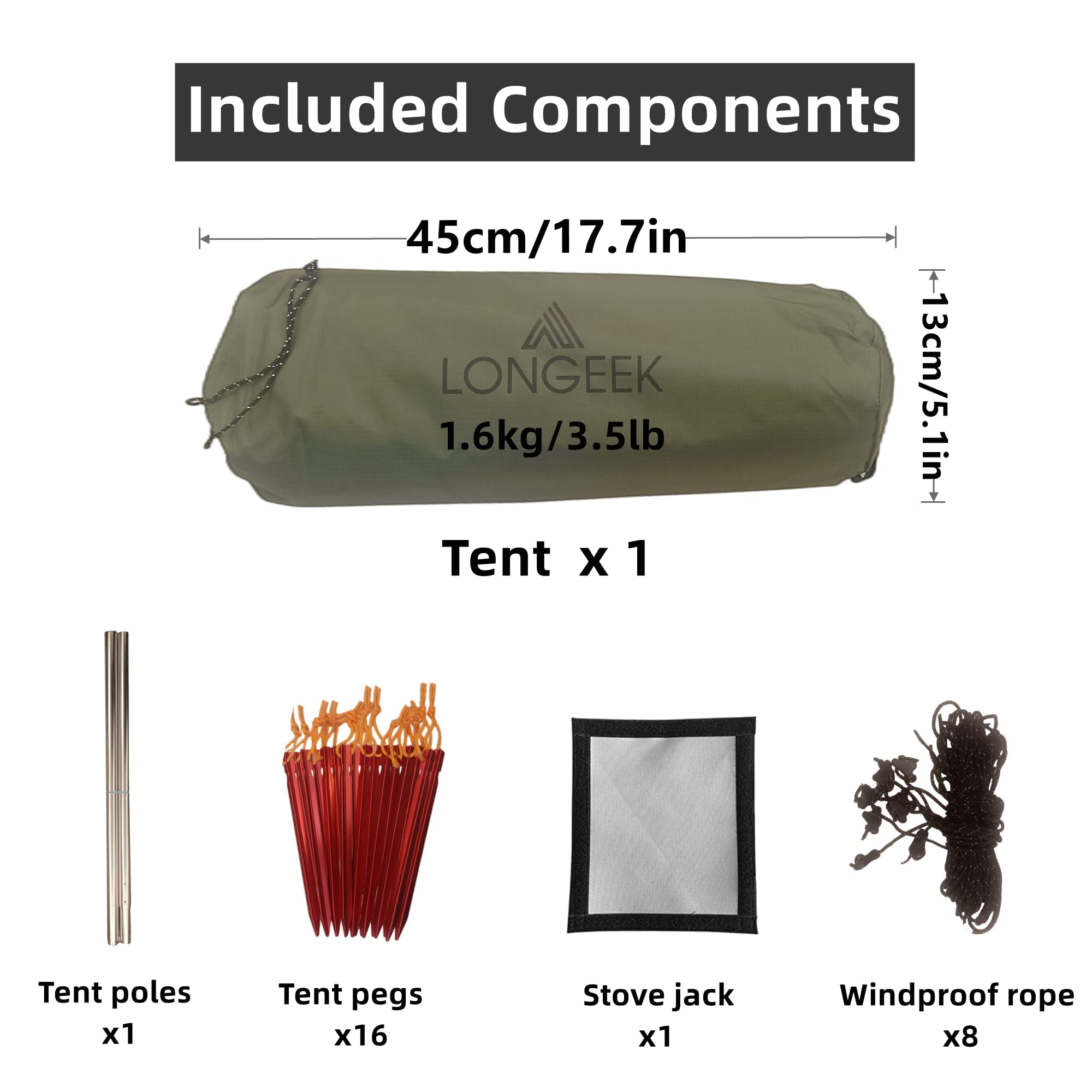 Longeek floor diameter 3-2m offers ample space for 3 adults or family gear