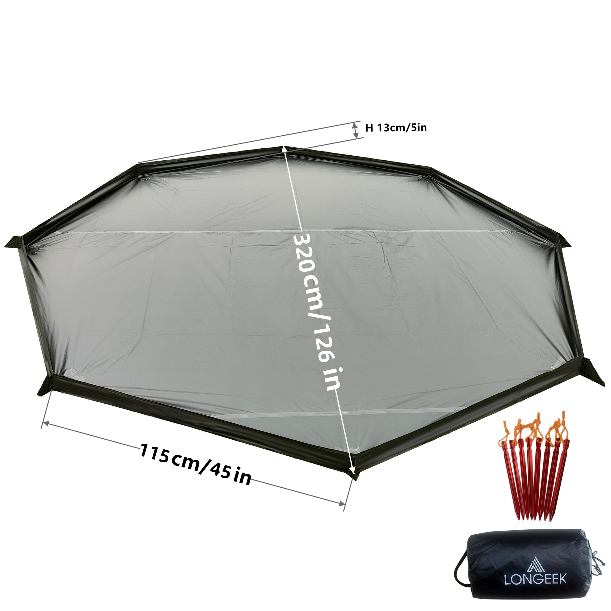 Longeek octagon picnic blanket with aluminum pegs for secure setup.