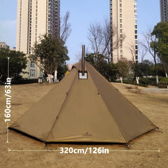 Longeek teepee four-season design shown at a rugged campsite