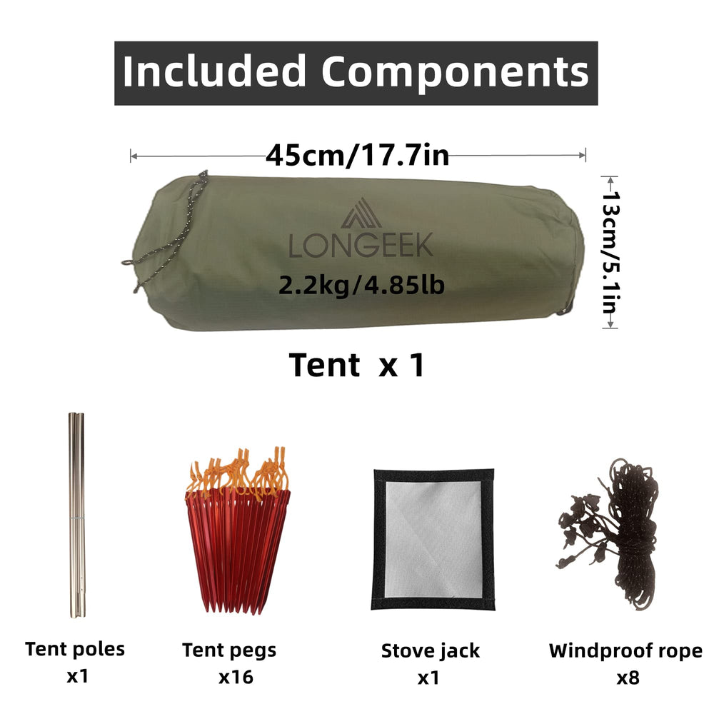 Longeek aluminum poles and pegs provide sturdy stake-in-place support