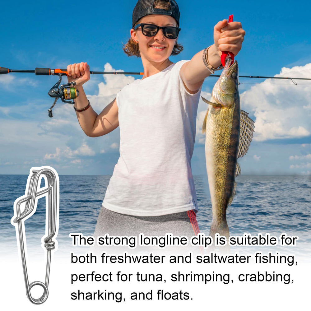 Stainless steel longline clip for fishing lines