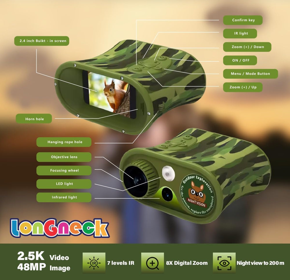 Longneck photo-video capture lets kids save memories from adventures.