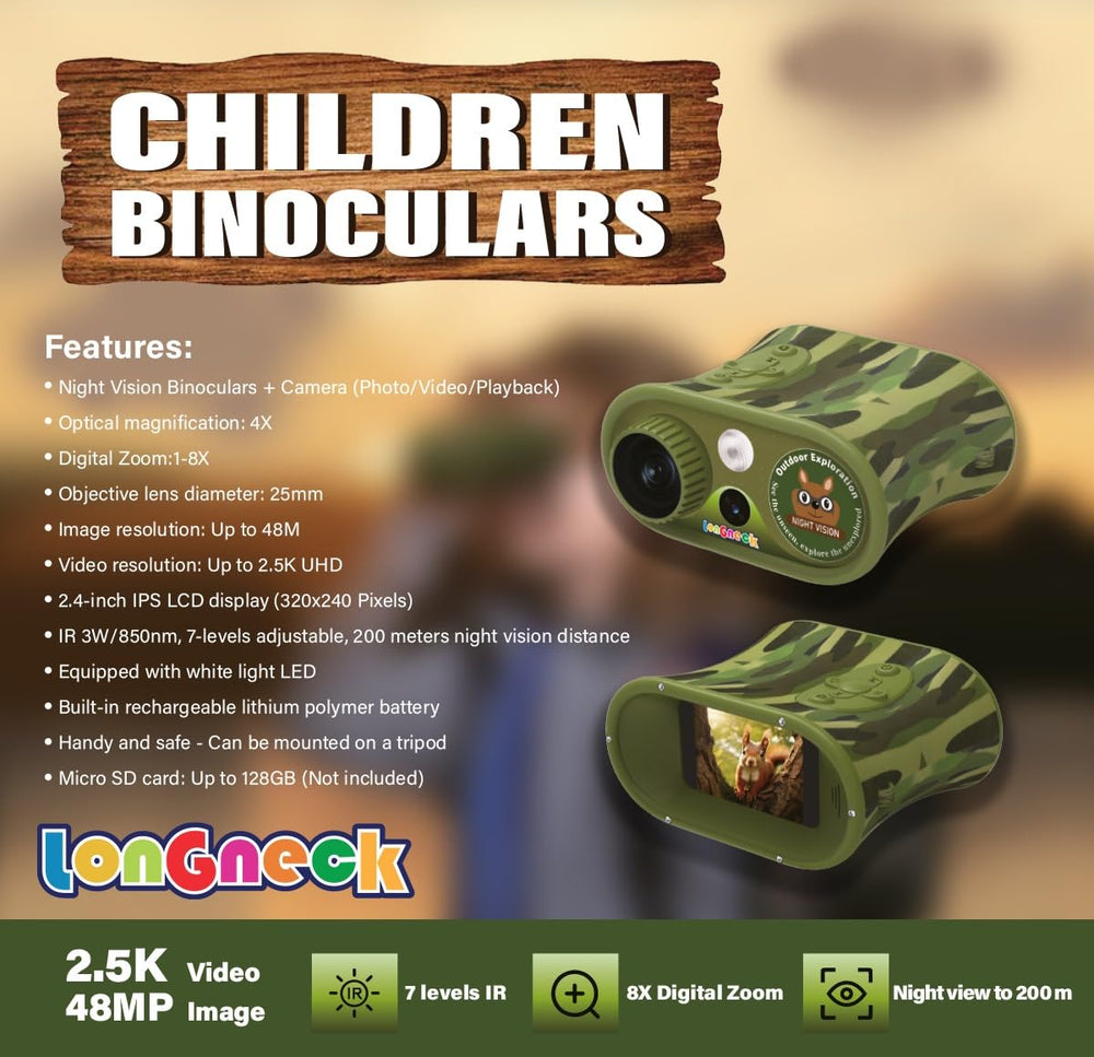 Longneck 8x digital zoom brings close-ups from afar for wildlife watching.