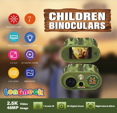 Longneck kids infrared-illuminator view enables low-light observation on dusk hikes.