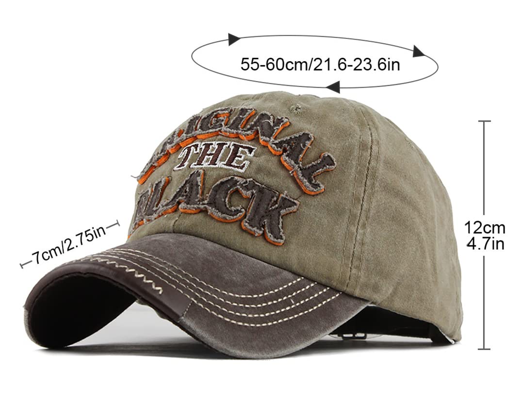 LONGTEN denim cap embroidery detail shows black pattern on casual hat.