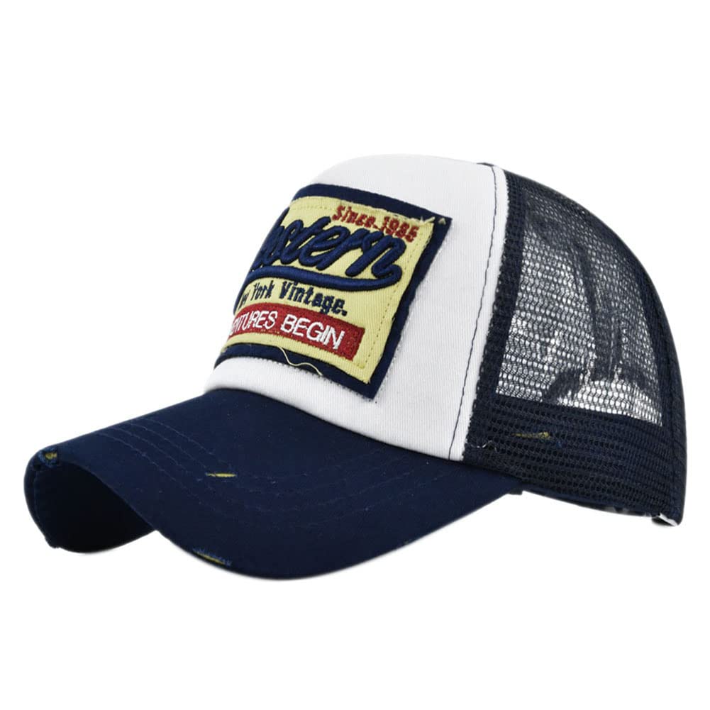 Longten denim cap side embroidery detail with retro style and breathable fabric.