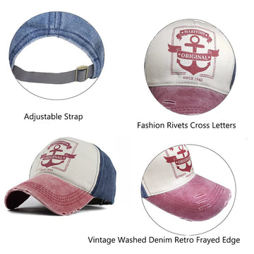 Unisex denim baseball cap worn by man and woman