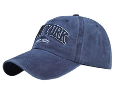 LONGTEN Vintage Denim Baseball Cap front view with washed texture for casual outdoor style.