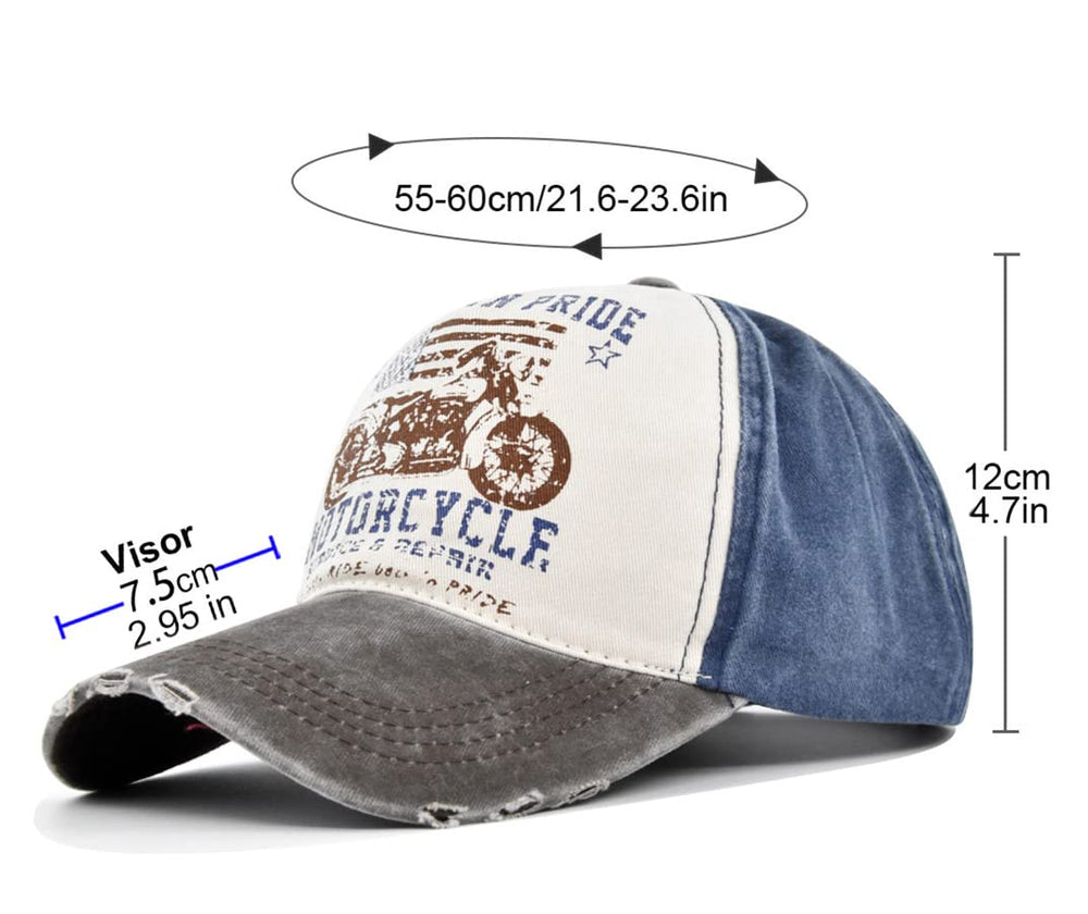 LONGTEN Vintage Denim Cap back view with adjustable strap for secure wear.