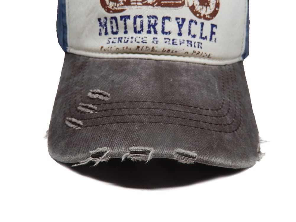 LONGTEN Vintage Denim Cap brand embroidery and textured denim finish.