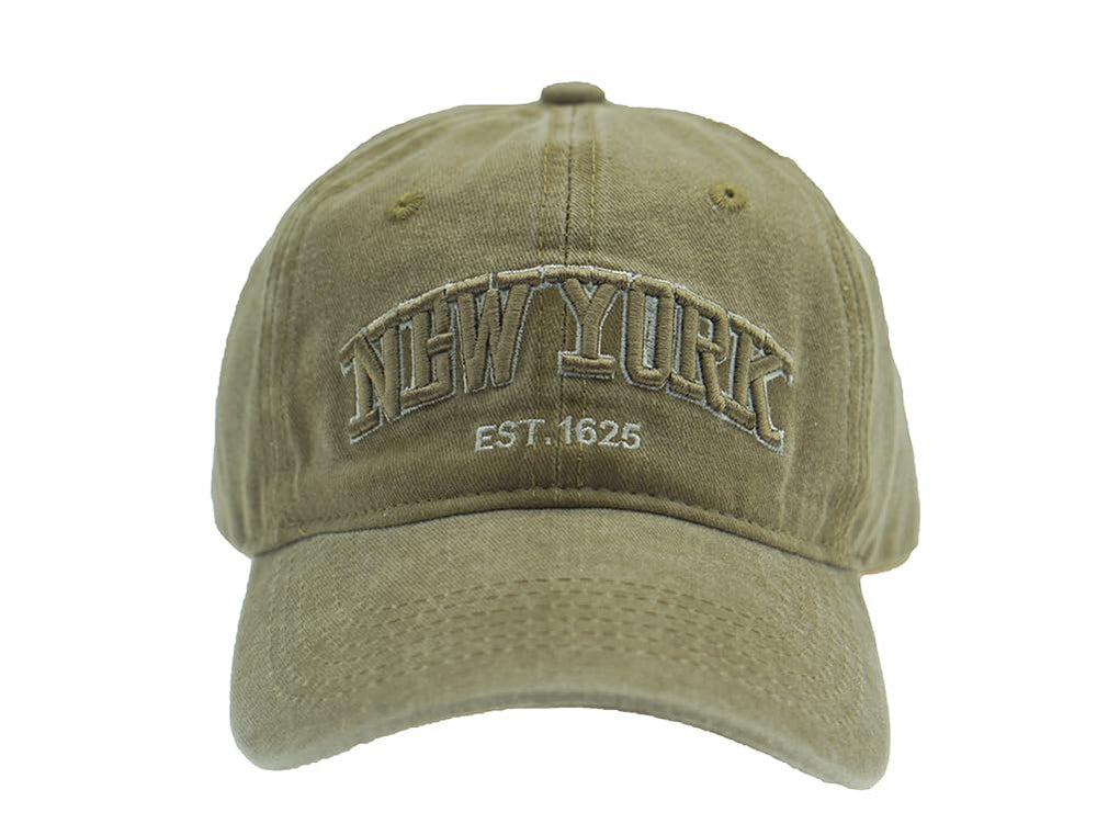 LONGTEN Vintage Denim Cap embroidery NY pattern for city-ready style