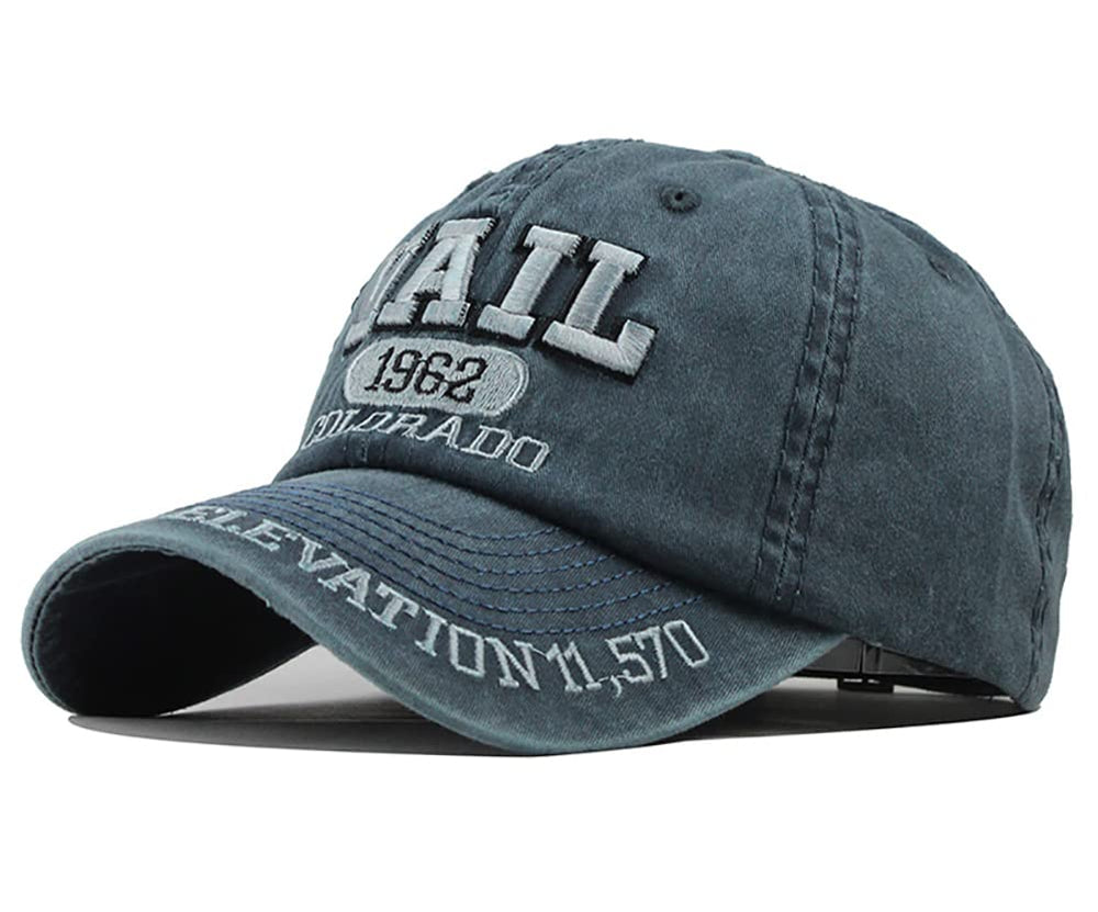 LONGTEN Vintage Denim Cap front view showing adjustable fit for versatile wear
