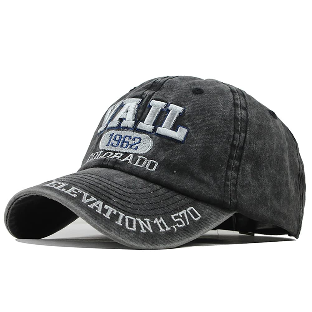 LONGTEN Vintage Denim Cap front view with sun protection for outdoor adventures