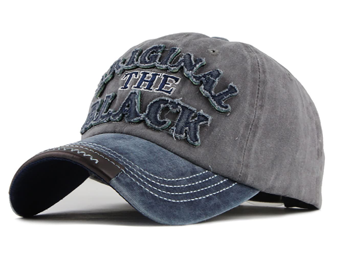LONGTEN Vintage Washed Denim Cap front view with retro style and sun protection.