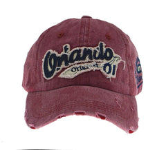 LONGTEN washed denim cap front view shows double layer front and casual flair
