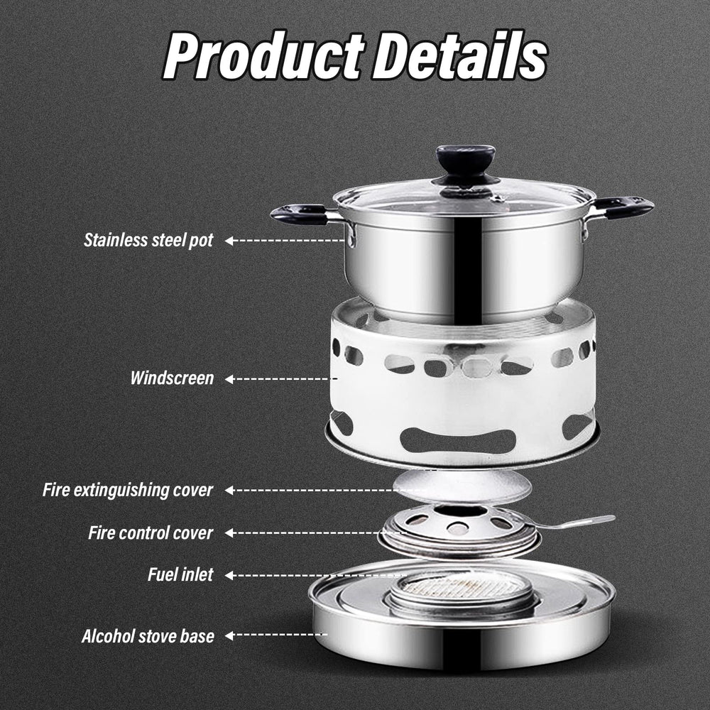 Longzhuo camping pot and spoon set included for complete meal prep