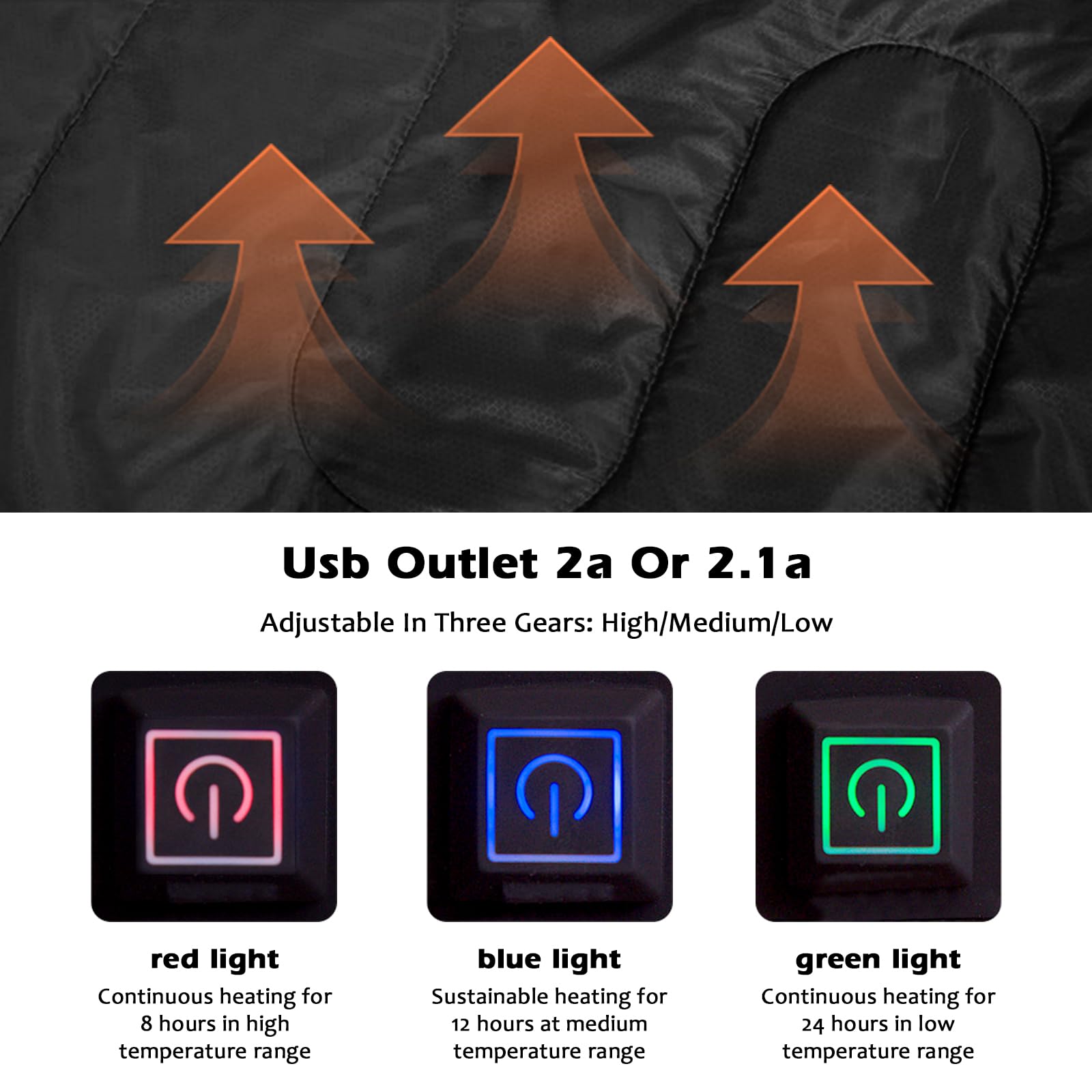 Longzhuo sleeping bag three heating levels let you tailor comfort.
