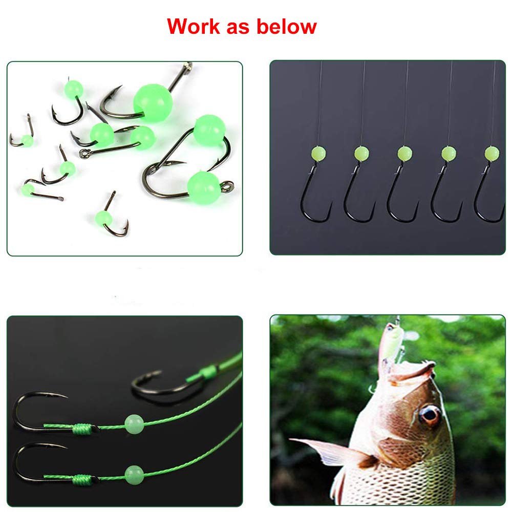 Lonkiktik 1000pcs green pearl-white luminous beads versatile tackle