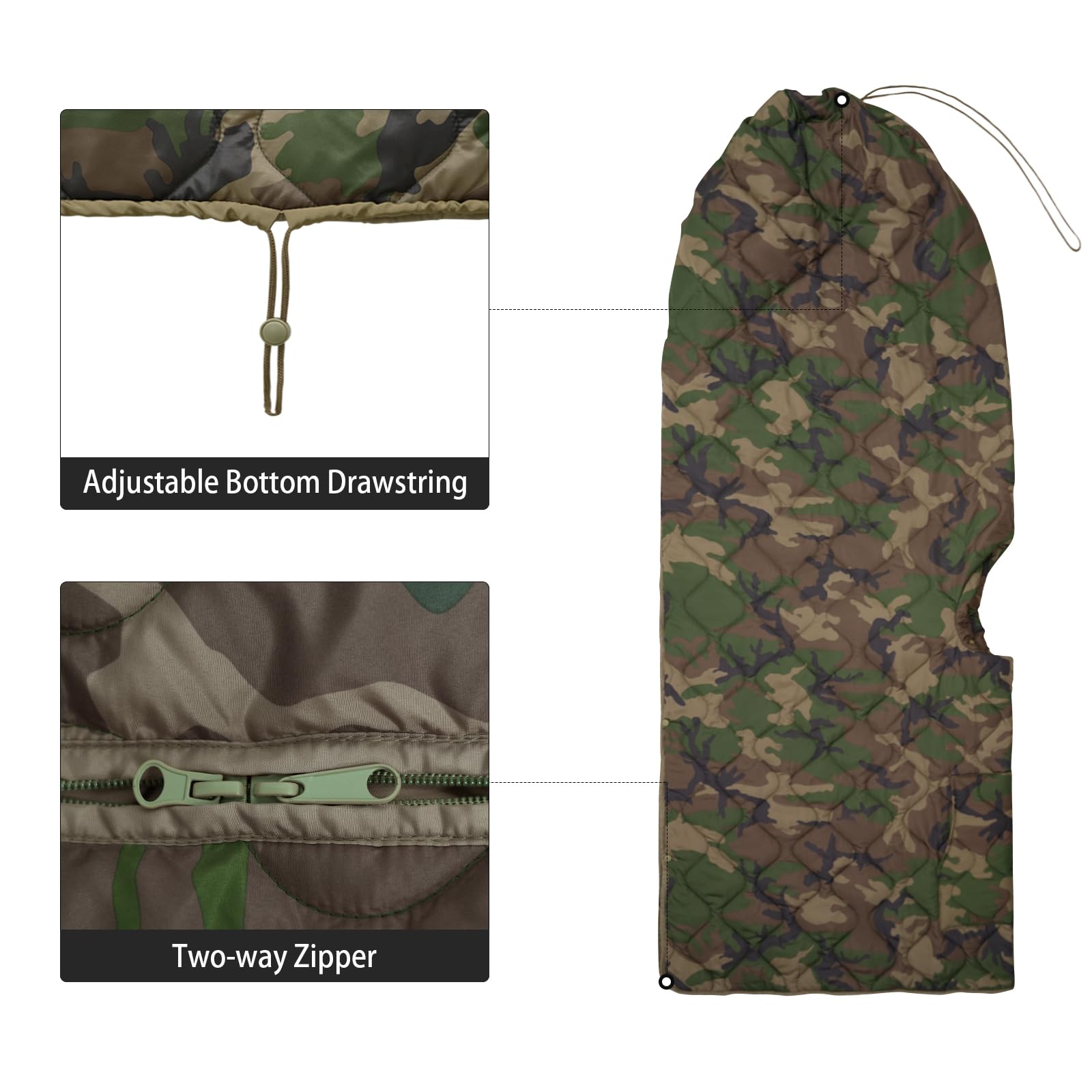 LOOGU camo blanket compact-bag-compression-buckle reduces bulk for easy packing.