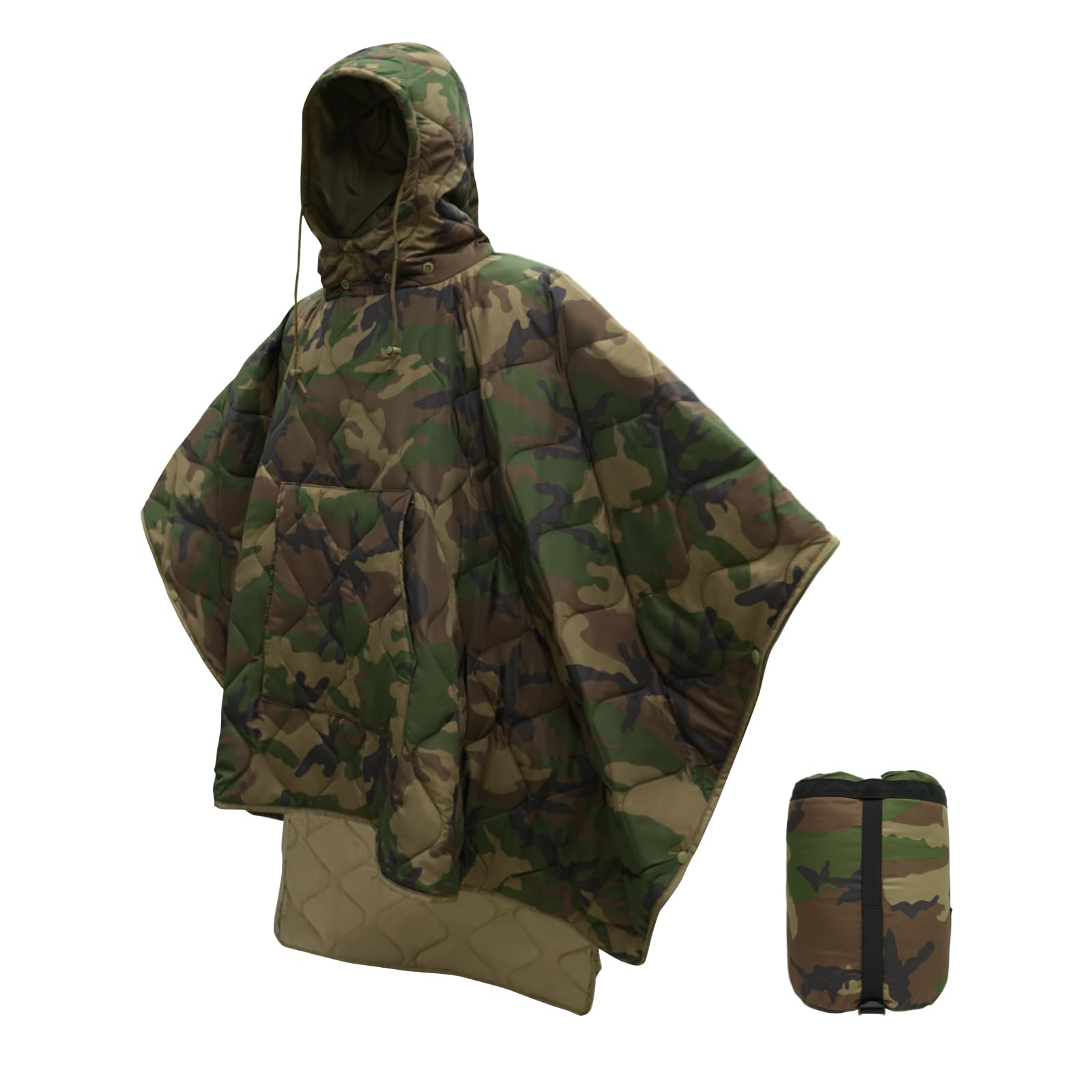 LOOGU camo blanket waterproof-poncho-liner keeps you warm and dry in unpredictable weather.