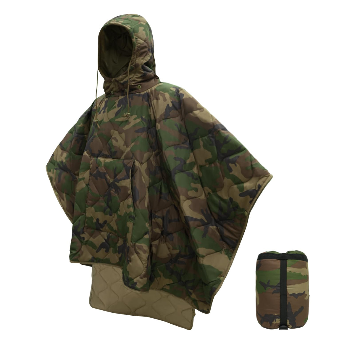 LOOGU camo blanket waterproof-poncho-liner keeps you warm and dry in unpredictable weather.