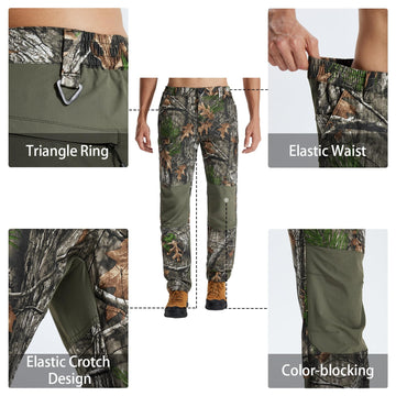 LOOGU all-season camo pants blend into trees and fields.